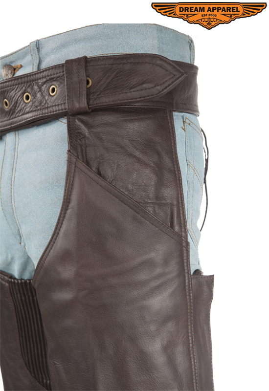 Women Brown Leather Riding Chaps Top Grade Cowhide Soft Touch Size Adjustable - Image 4