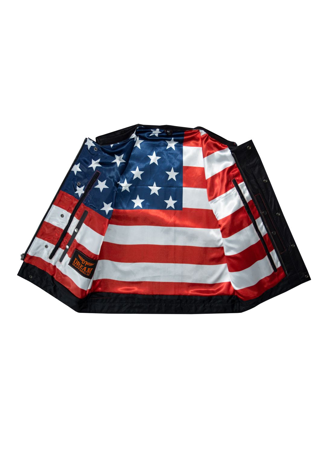 Men's Heavy Duty Club Vest Premium Cowhide Leather USA Flag Lining Red Thread - Image 4