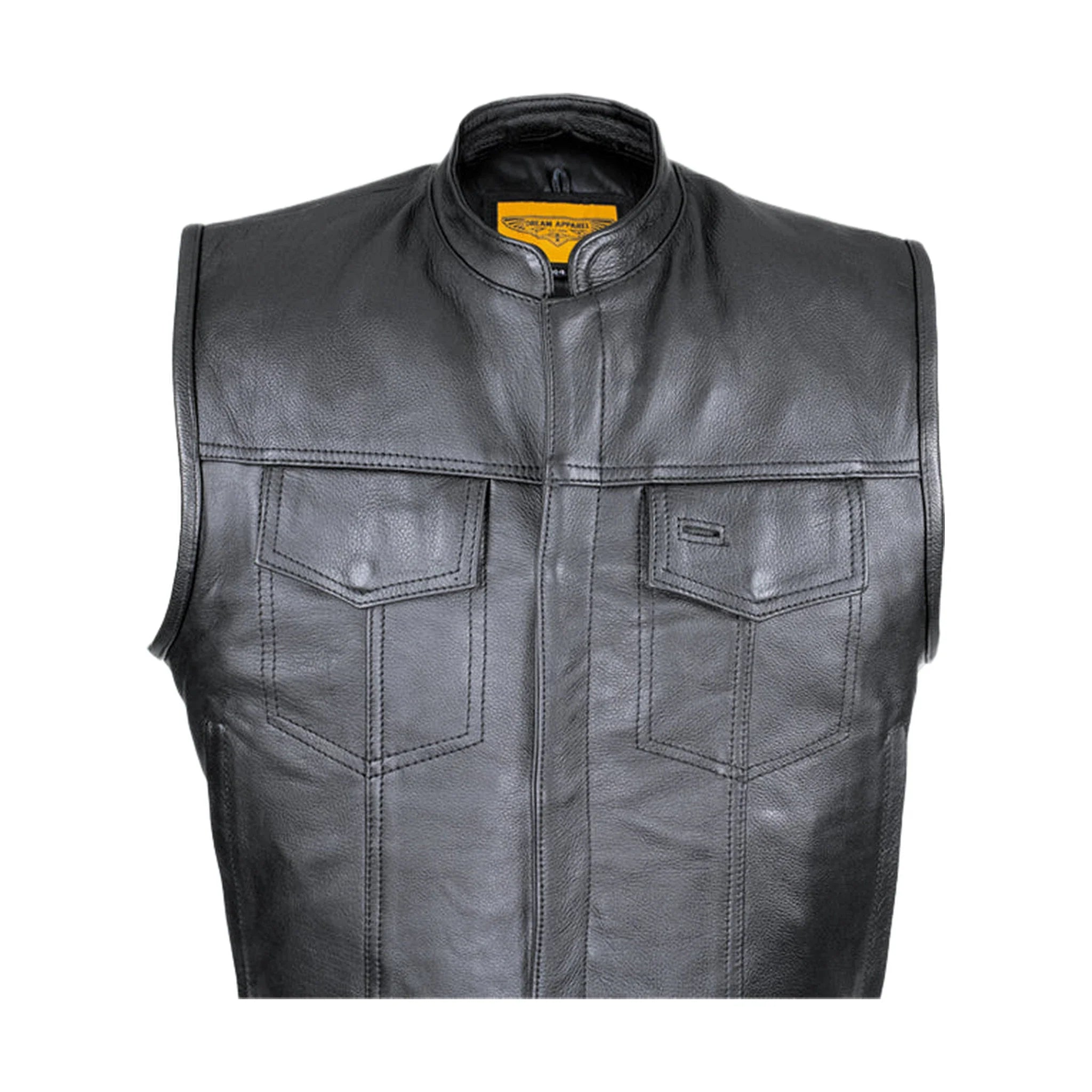 Cowhide Leather Motorcycle Club Vest - Defender Vest - Conceal Carry Pockets - Image 4