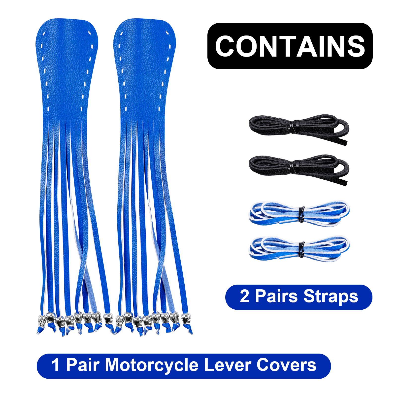 Motorcycle Brake Clutch Lever Cover Dream Apparel Black Blue Skull Fringe - Image 4