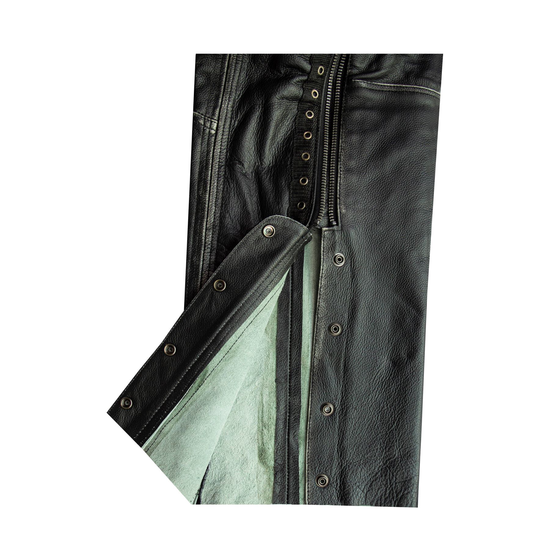 Leather Cowboy Chaps Dream Apparel Rub Off Naked Cowhide Black - Image 4