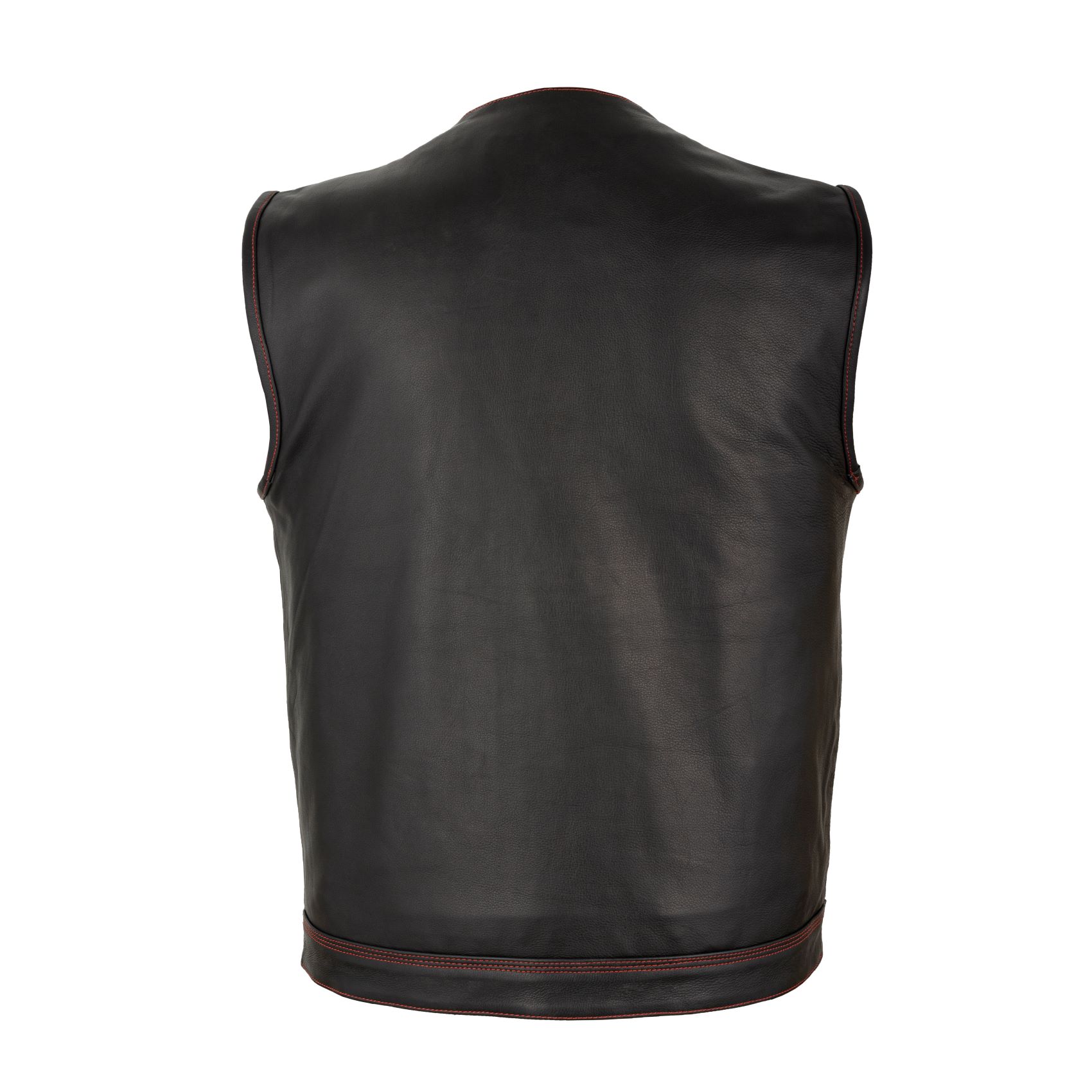 Mens SOA Motorcycle Vest Cowhide Leather Red Thread Concealed Gun Pockets Lined - Image 4
