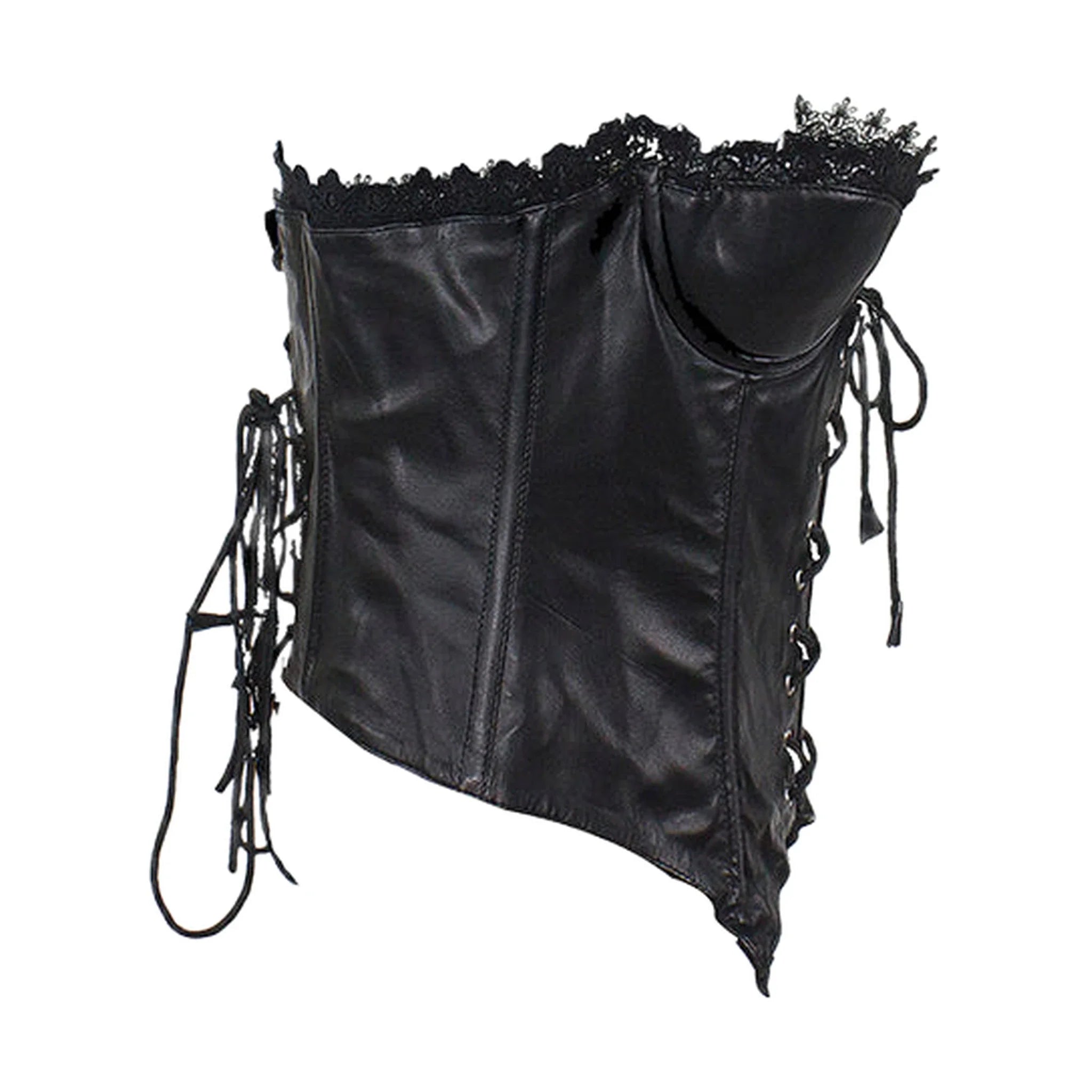 Women's Black Leather and Lace Corset - Image 4