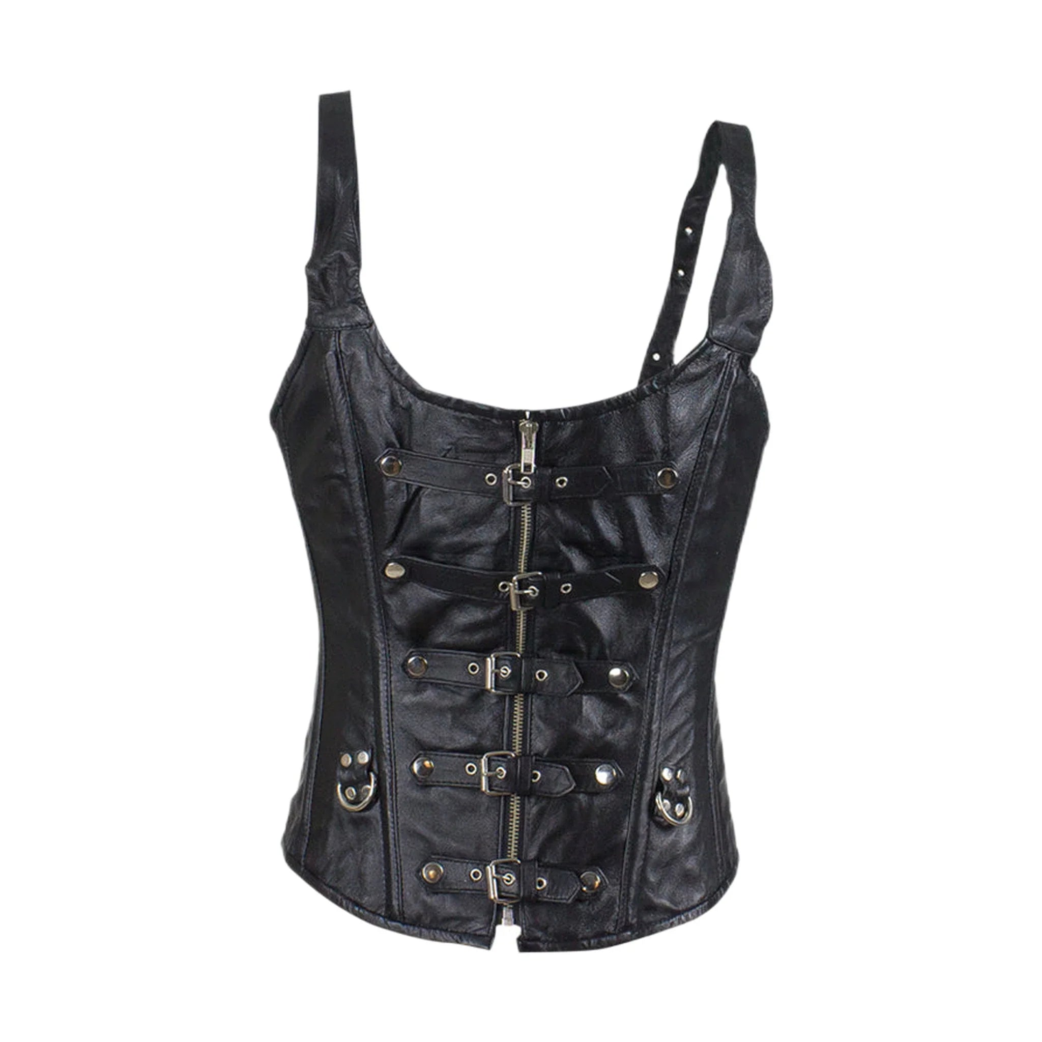 Women's Lambskin Leather Corset with Buckles - Image 4