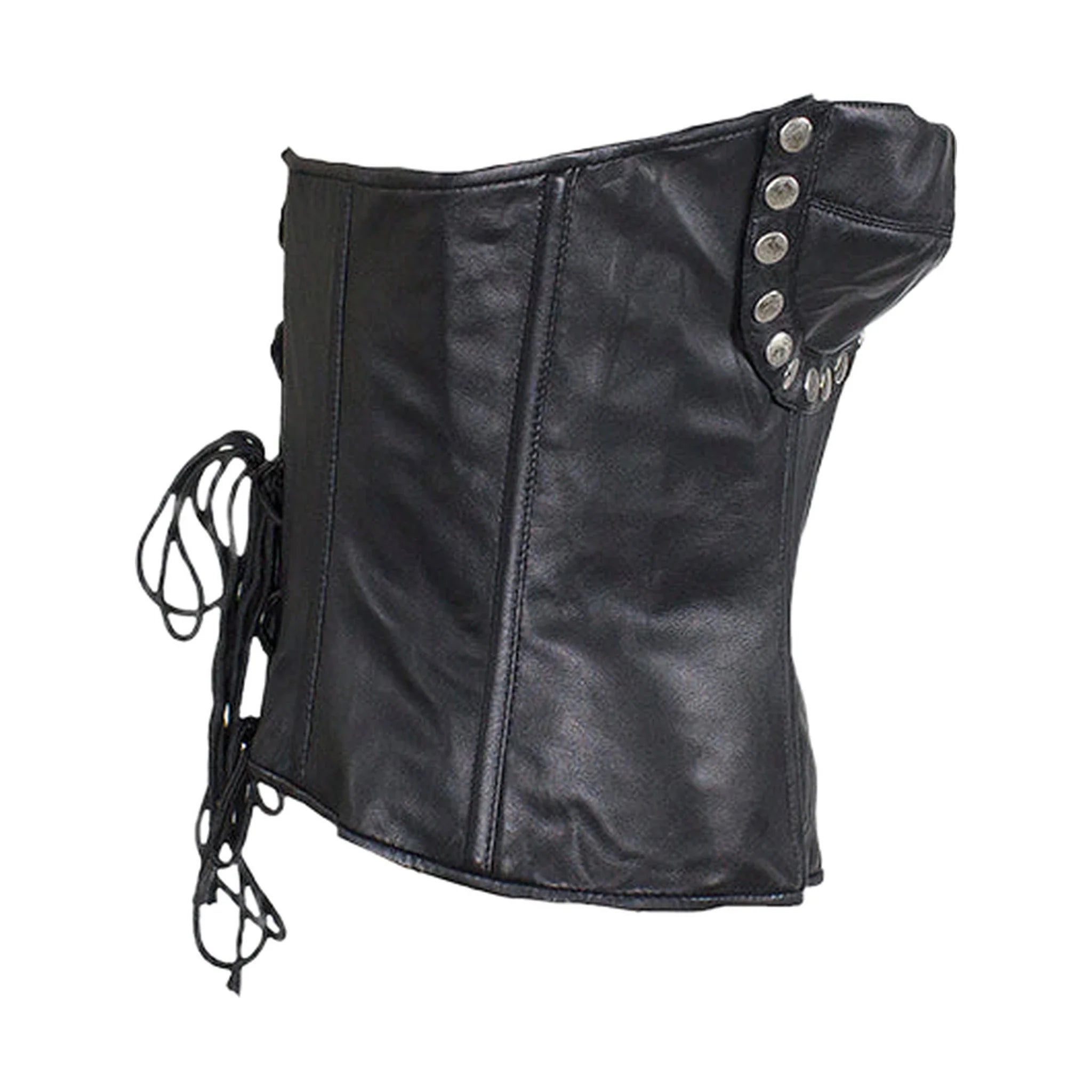 Women's Studded Black Leather Corset - Image 4