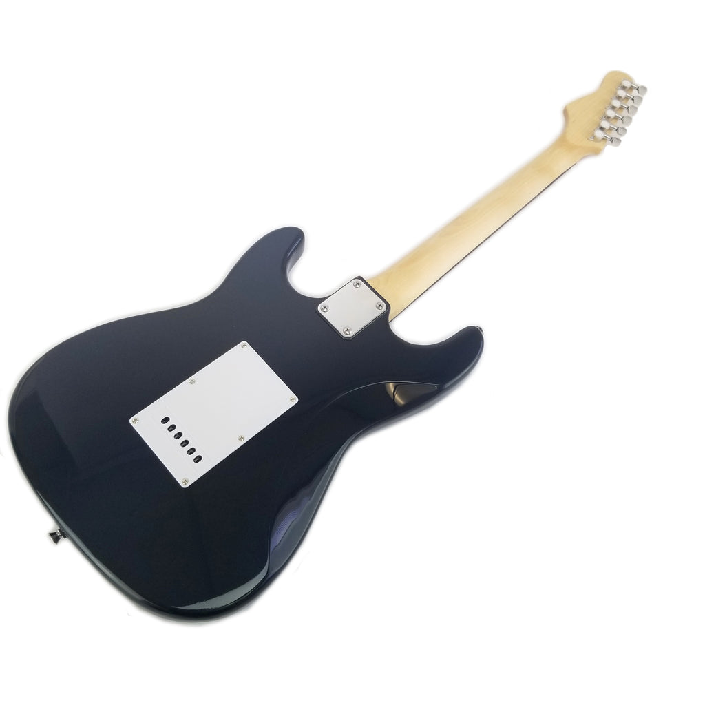 Right Handed Electric 6 String Guitar, Solid Wood Body Tremolo Arm Gloss Black - Image 4