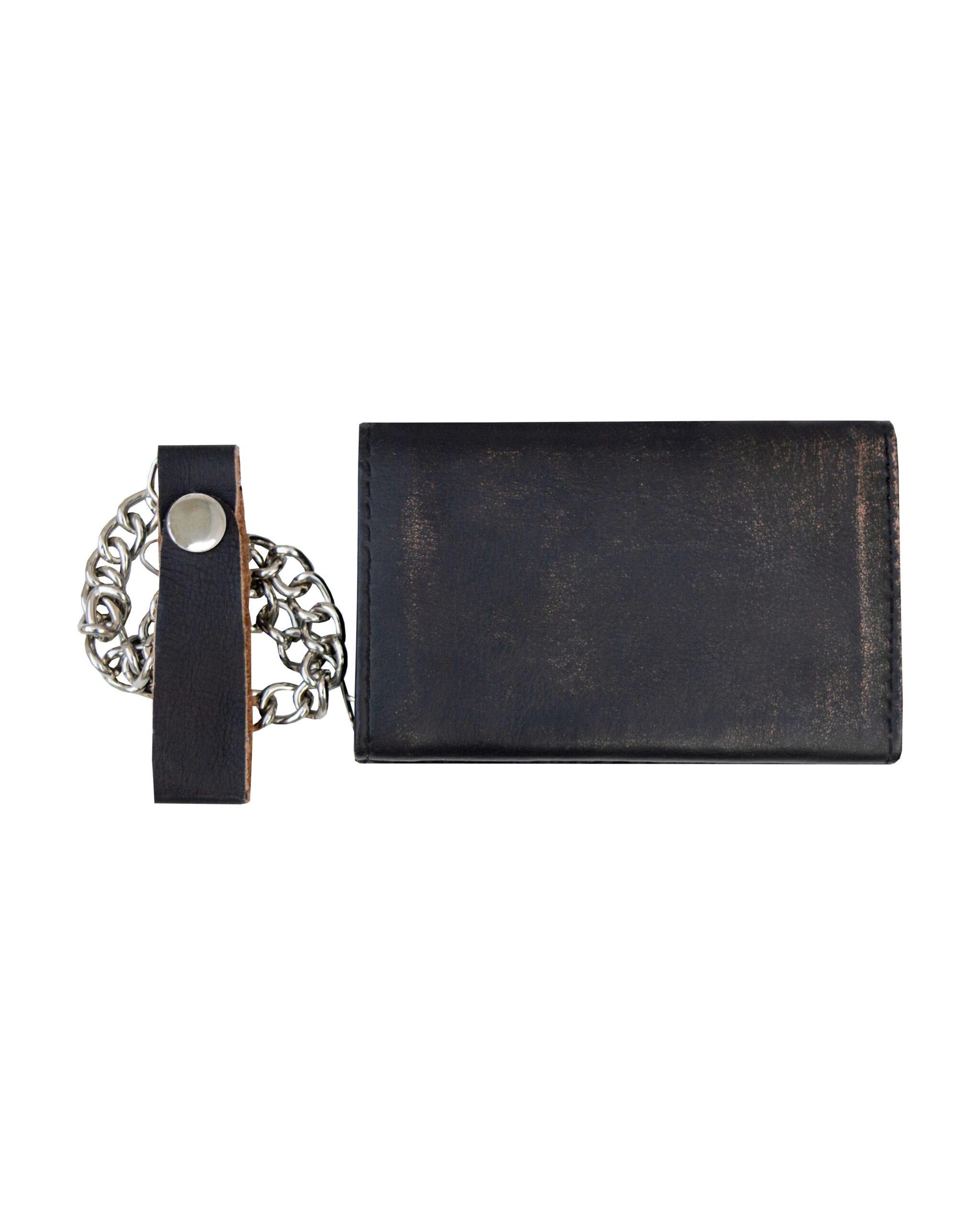 Dream Apparel Distress Brown Leather Heavy Duty Biker Trifold Chain Wallet with - Image 4