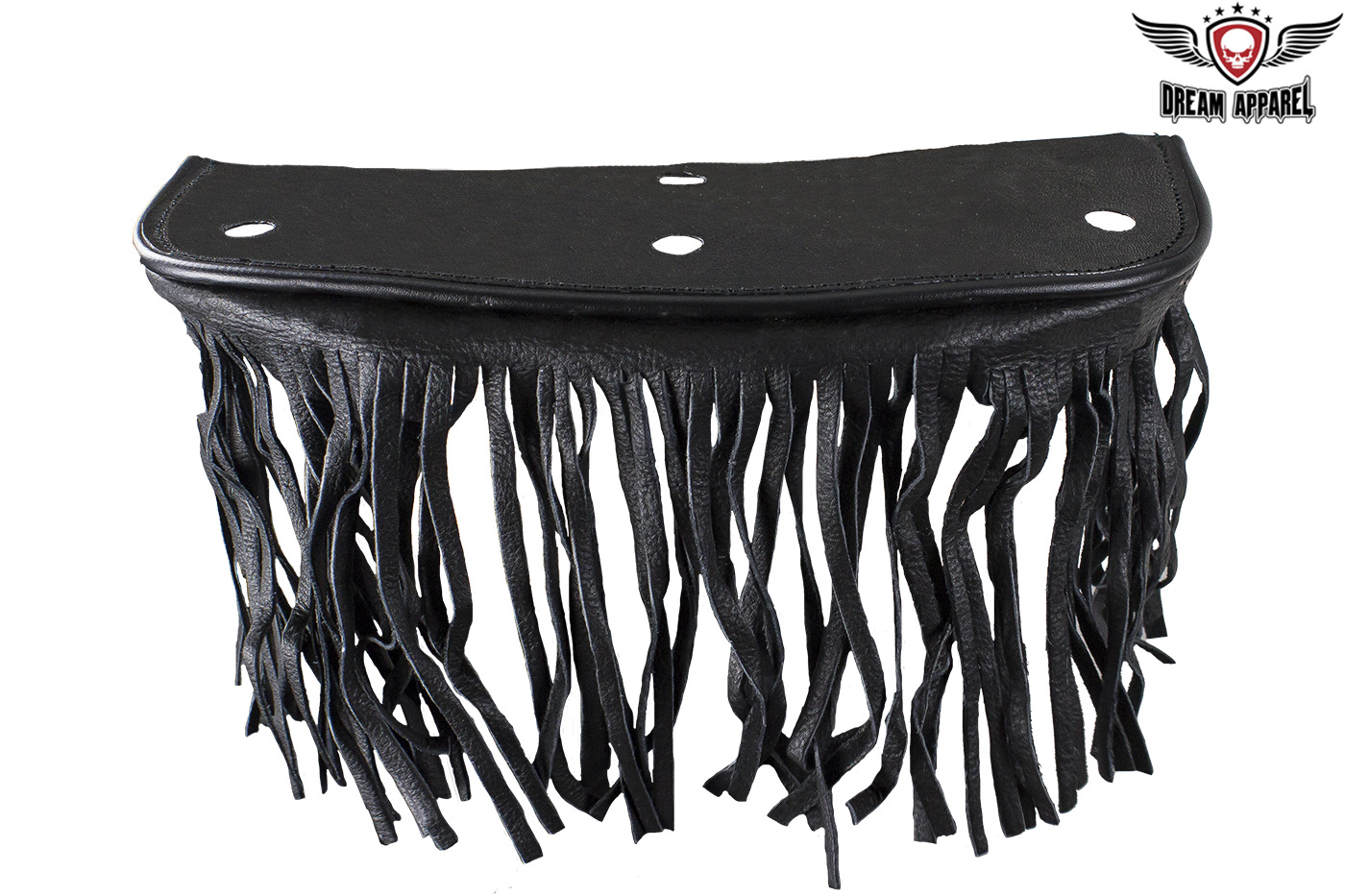 Black Leather Motorcycle Floor Boards with 7 Inch Fringe 8x4 Inch - Image 5