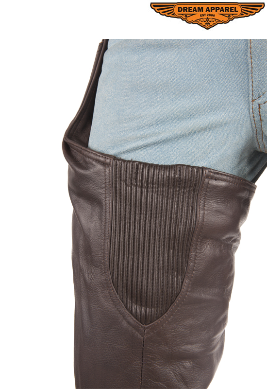 Women Brown Leather Riding Chaps Top Grade Cowhide Soft Touch Size Adjustable - Image 5