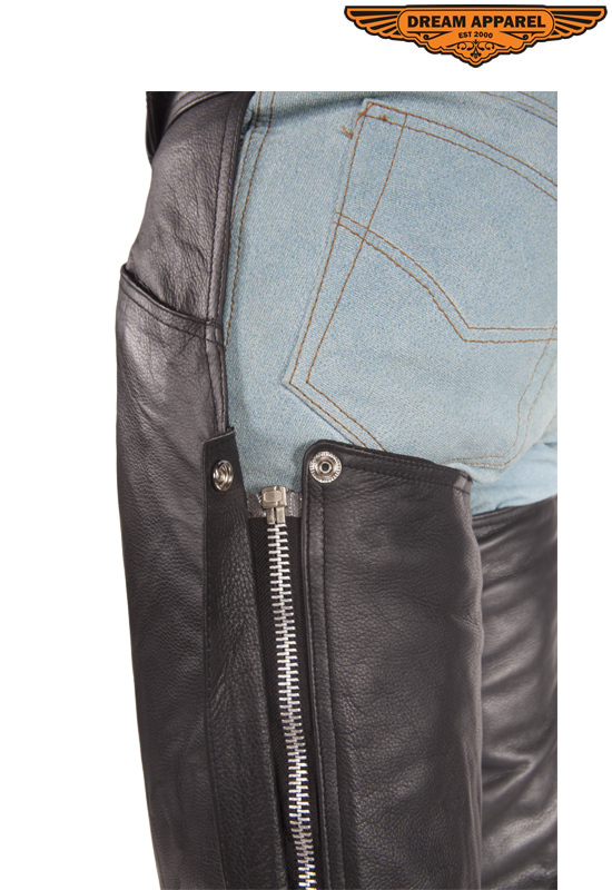 Cowhide Leather Chaps Dream Apparel Soft Touch Zip-Out Liner Black Lacing - Image 5