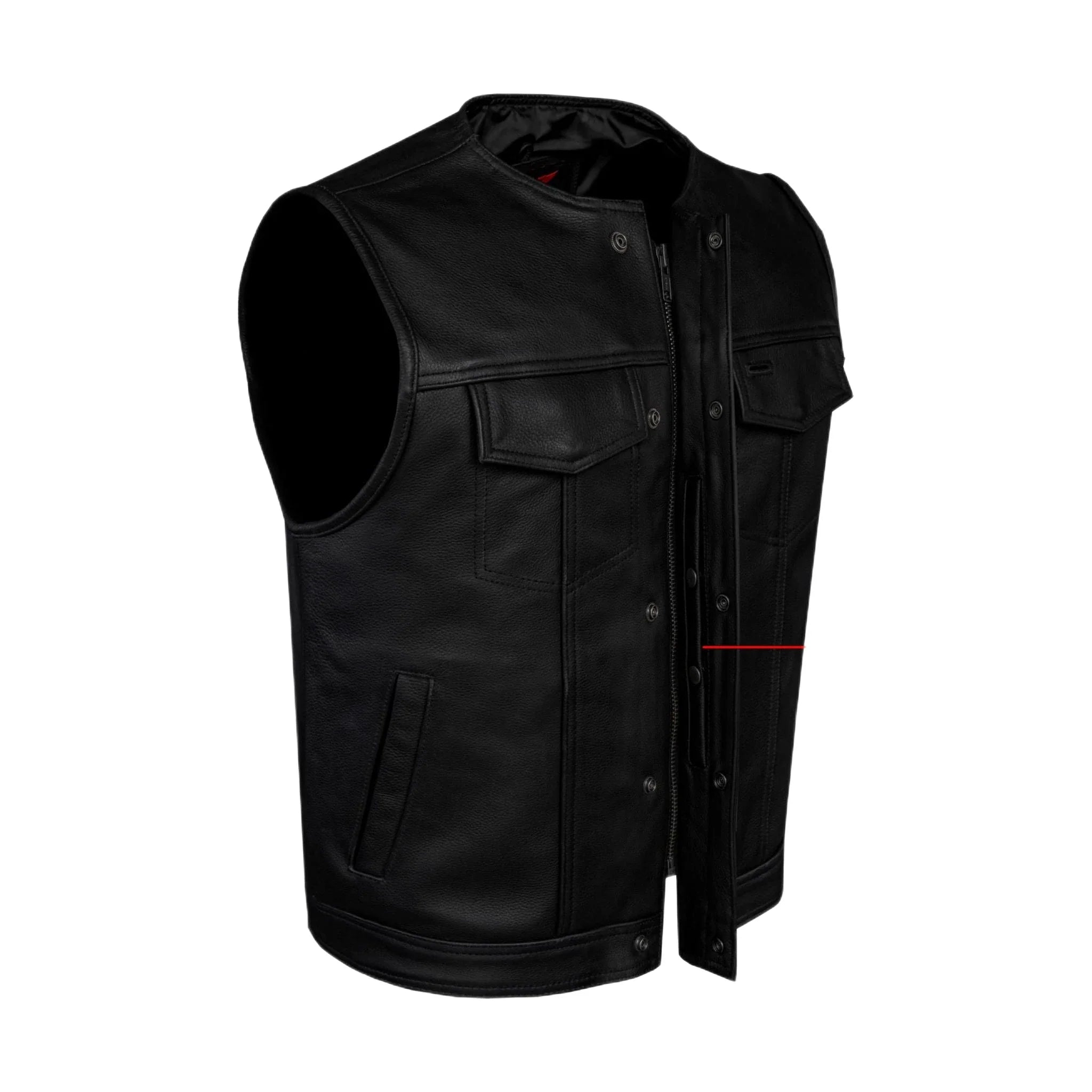 Dream Apparel Mens Motorcycle Collarless CLUB VEST Black Liner Zipper Front - Image 5