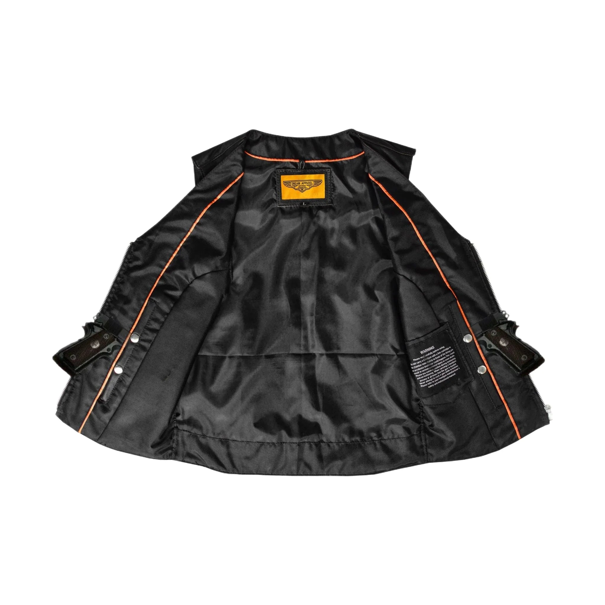 Womens Studded Decorative Conchos Leather Motorcycle Vest With Concealed Pockets - Image 5