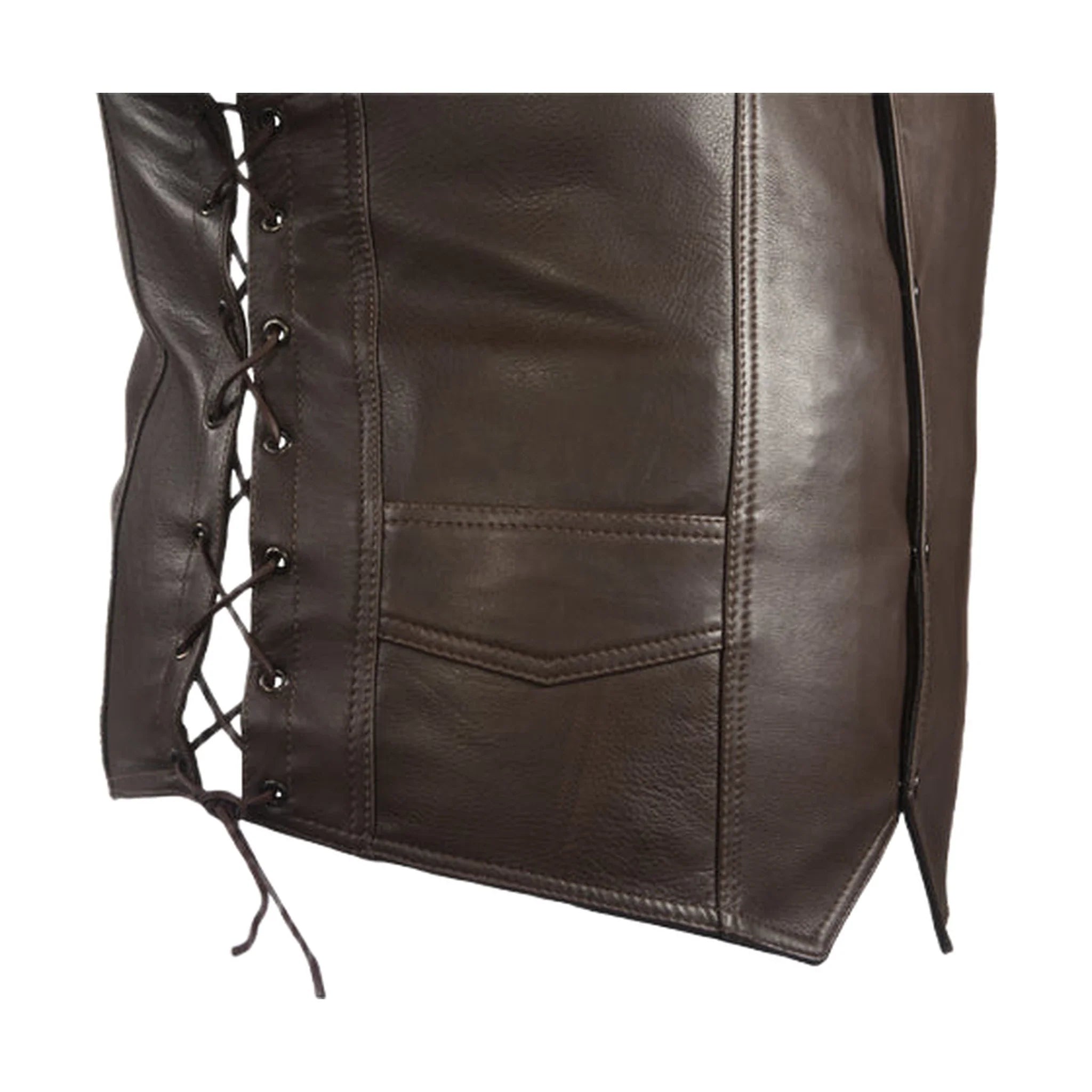 Mens Brown Leather Vest - Image 5