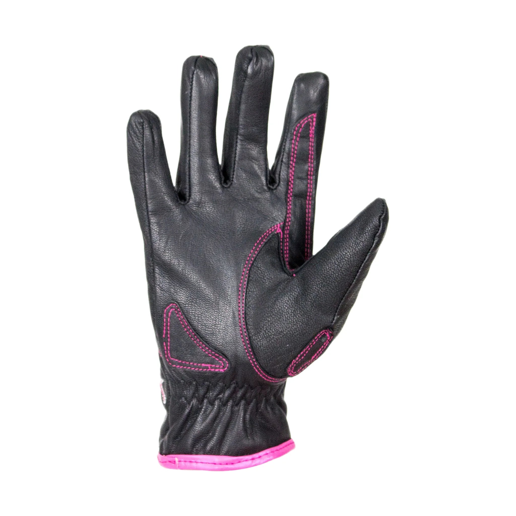 Pink-Rose Graphic Embroidered Leather Gloves - Image 5