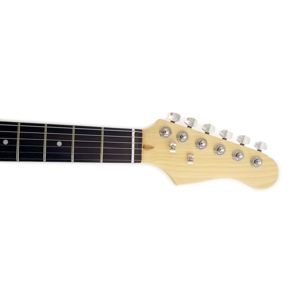 Right Handed Electric 6 String Guitar, Solid Wood Body Tremolo Arm Gloss Black - Image 5