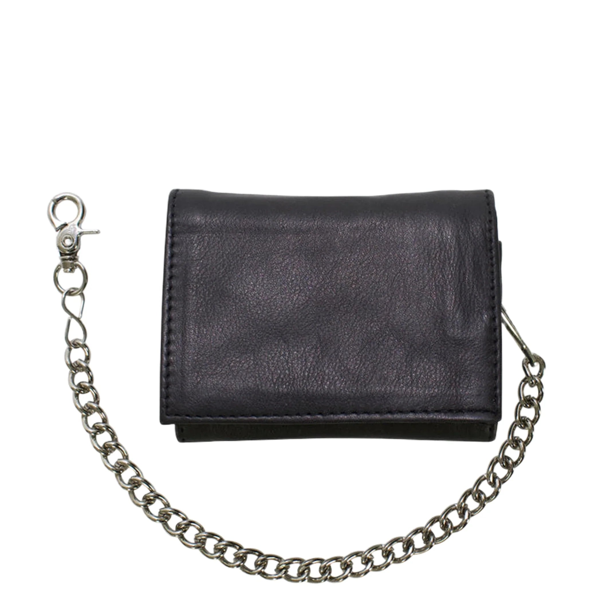 Dream Apparel Black Multi-Pocket Naked Cowhide Leather Tri-Fold Wallet and Chain - Image 5
