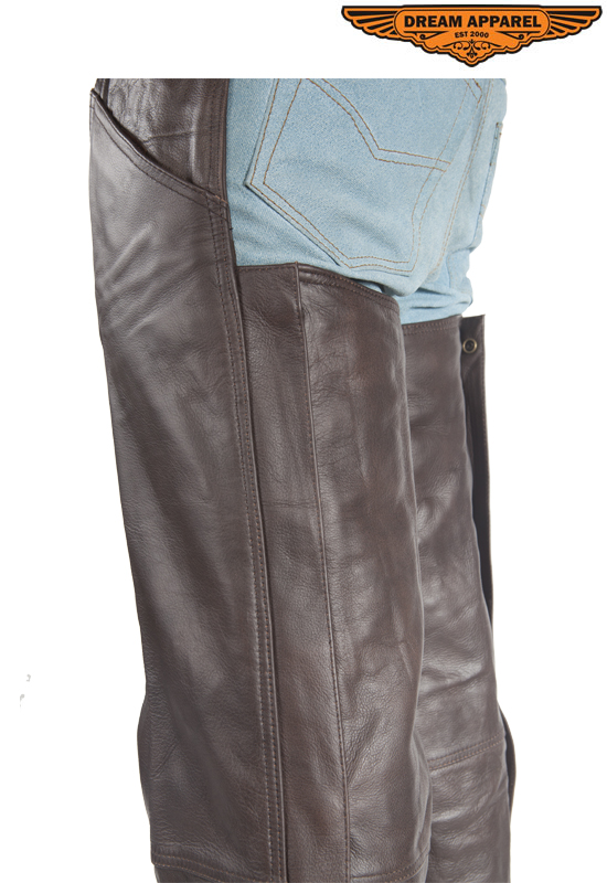 Women Brown Leather Riding Chaps Top Grade Cowhide Soft Touch Size Adjustable - Image 6