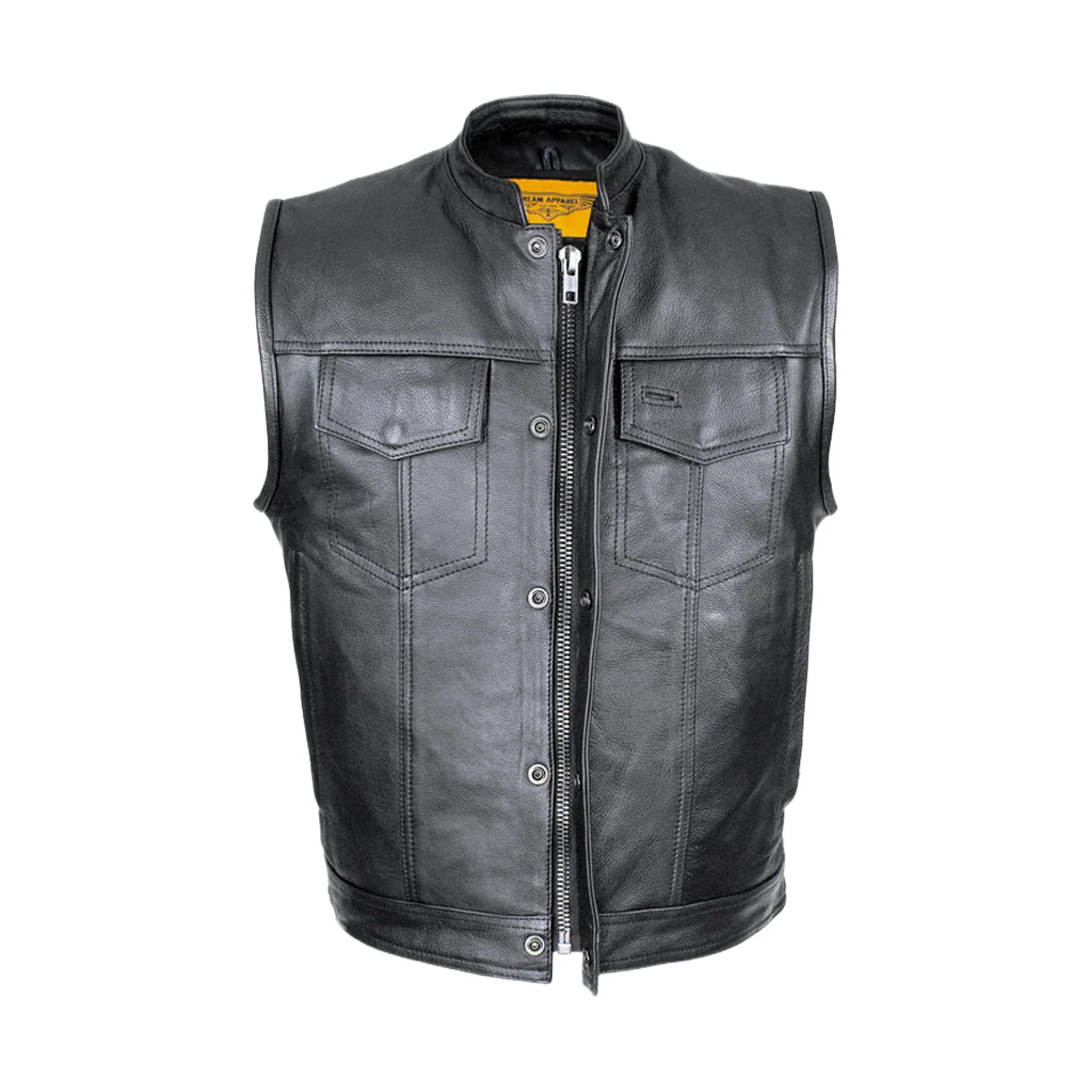 Cowhide Leather Motorcycle Club Vest - Defender Vest - Conceal Carry Pockets - Image 6