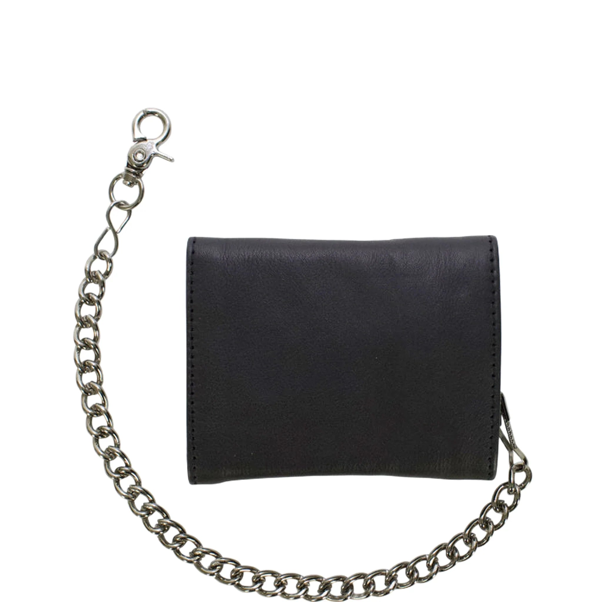 Dream Apparel Black Multi-Pocket Naked Cowhide Leather Tri-Fold Wallet and Chain - Image 6
