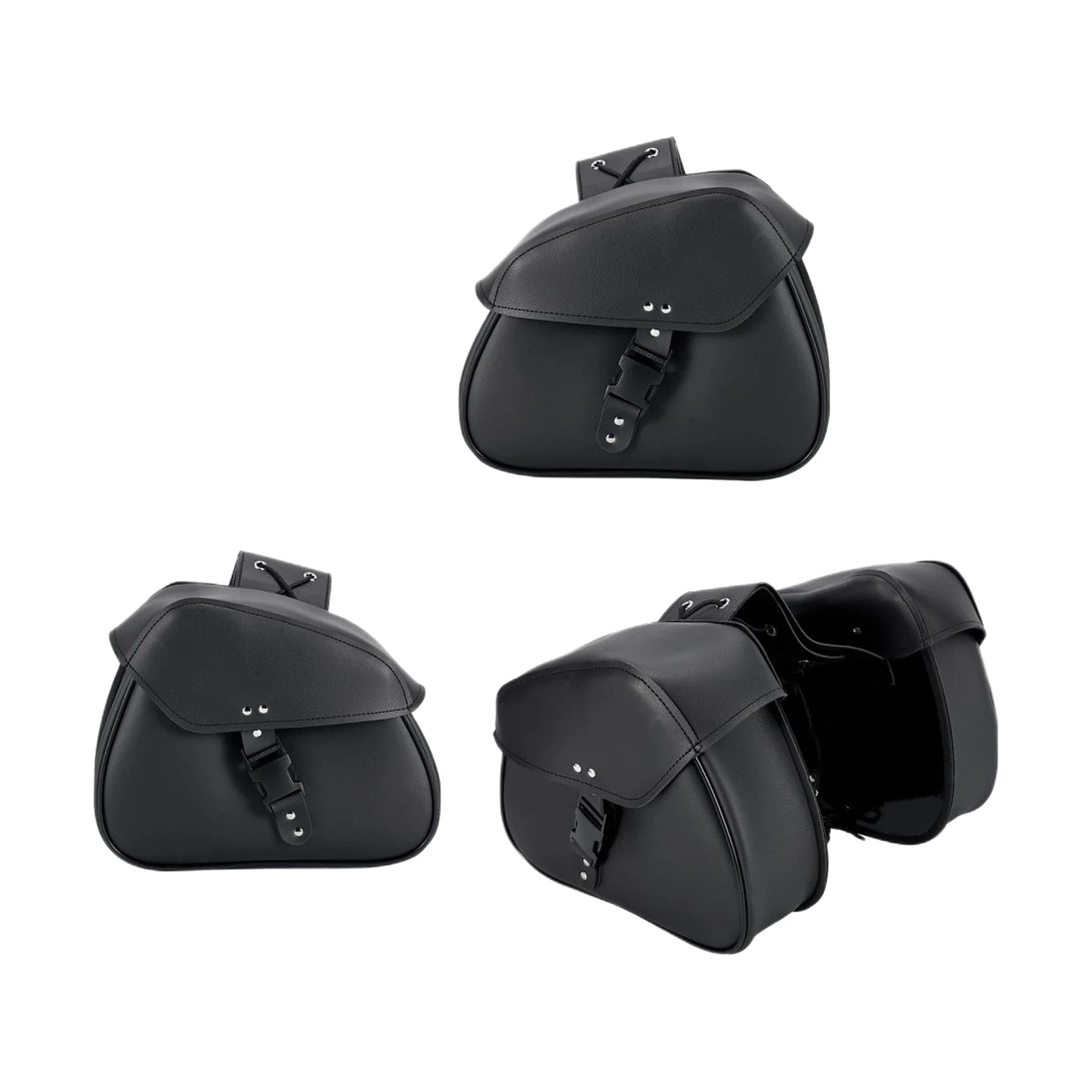 Dream Apparel Motorcycle Black Saddlebag PVC Classic Vintage Style, Weather-Resi - Image 6