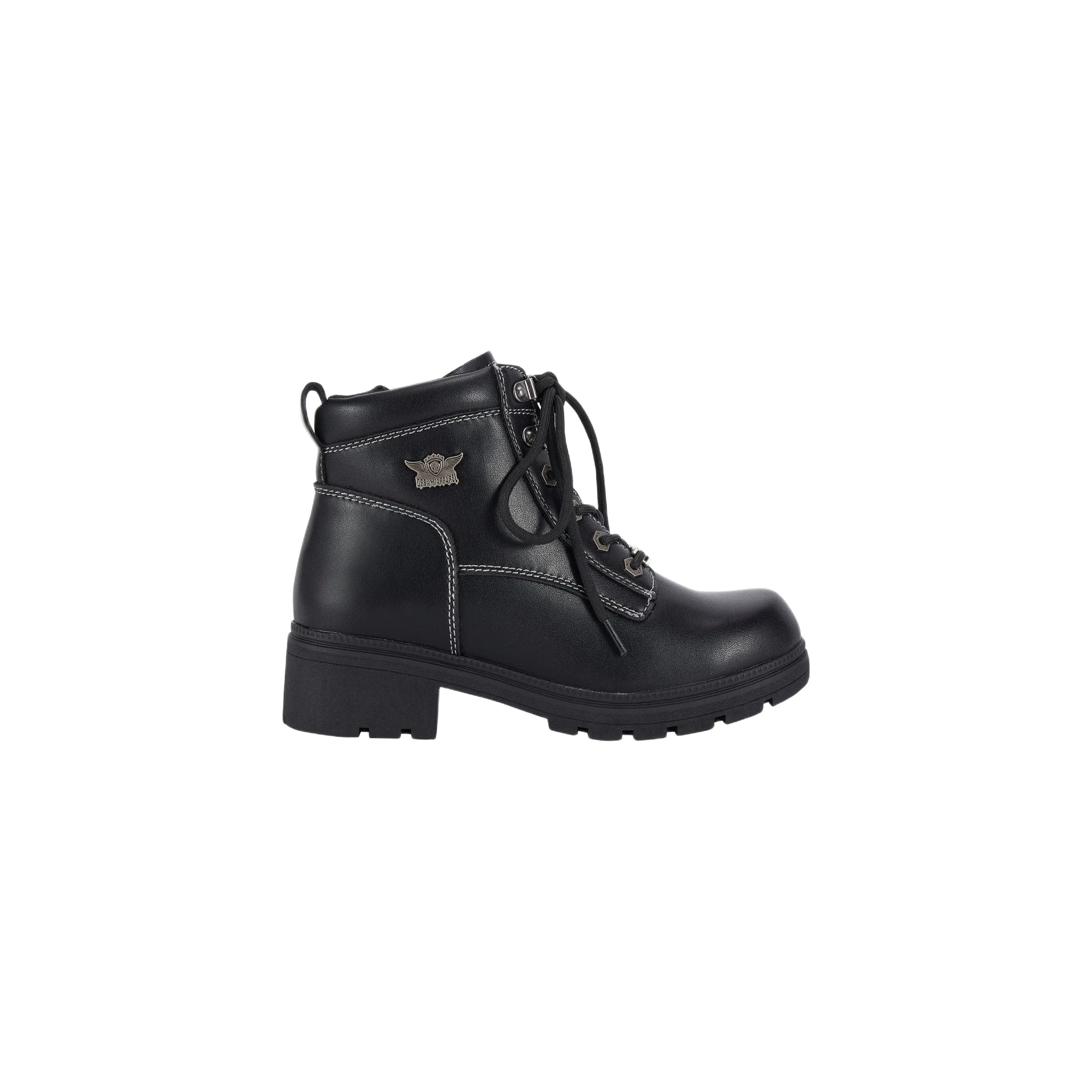 Women's Lace Up Motorcycle Riding Boots YKK Zipper Black Faux Leather Ankle - Image 6