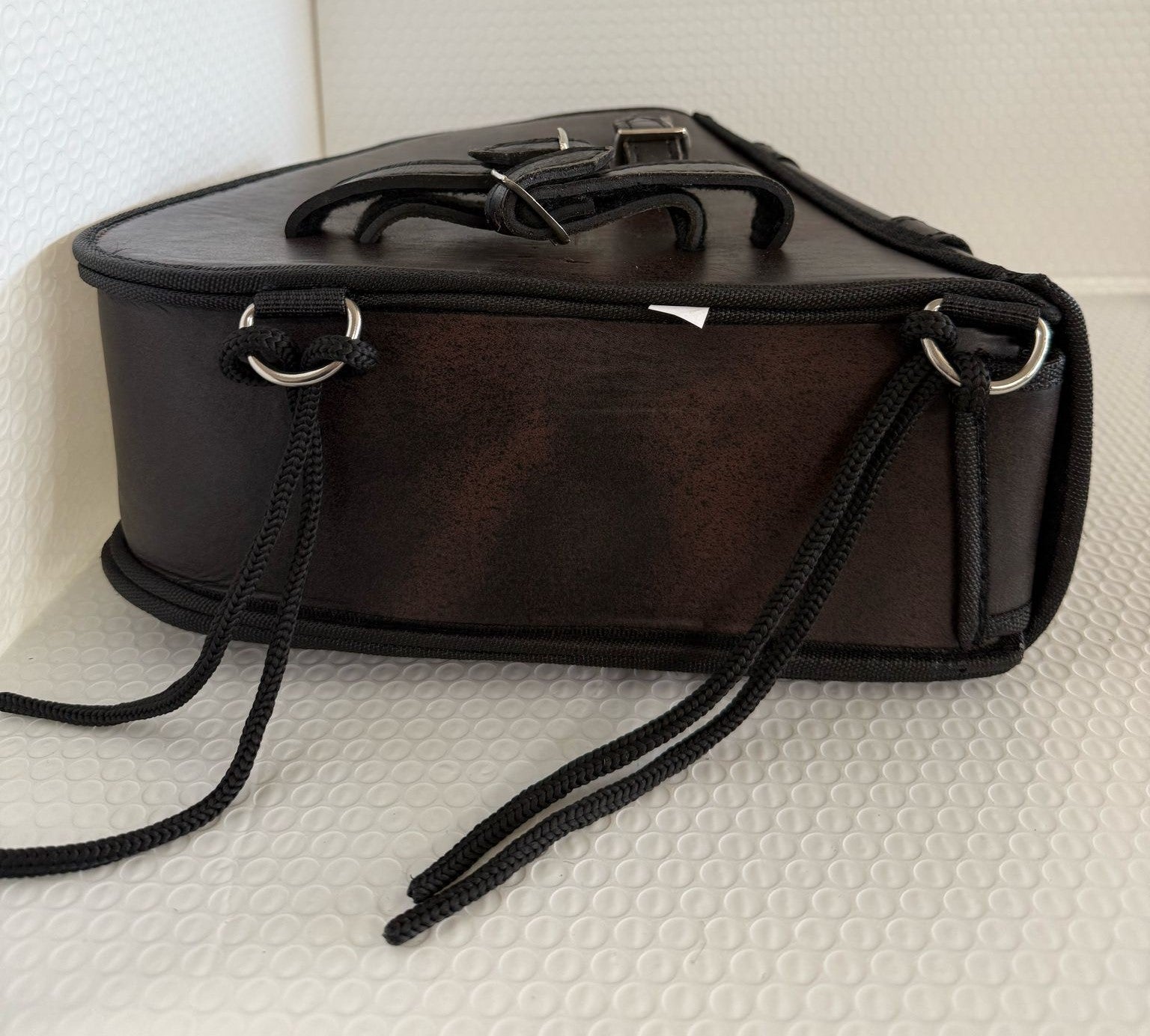 Left Side Solo Swing Arm Bag Distressed Brown Leather Softail Sportster Chopper - Image 6
