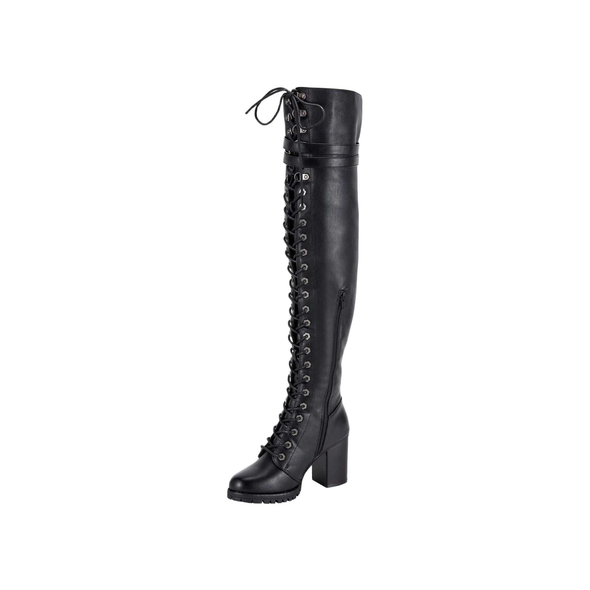 Ladies Knee High Laced Boots By Dream Apparel - Image 6