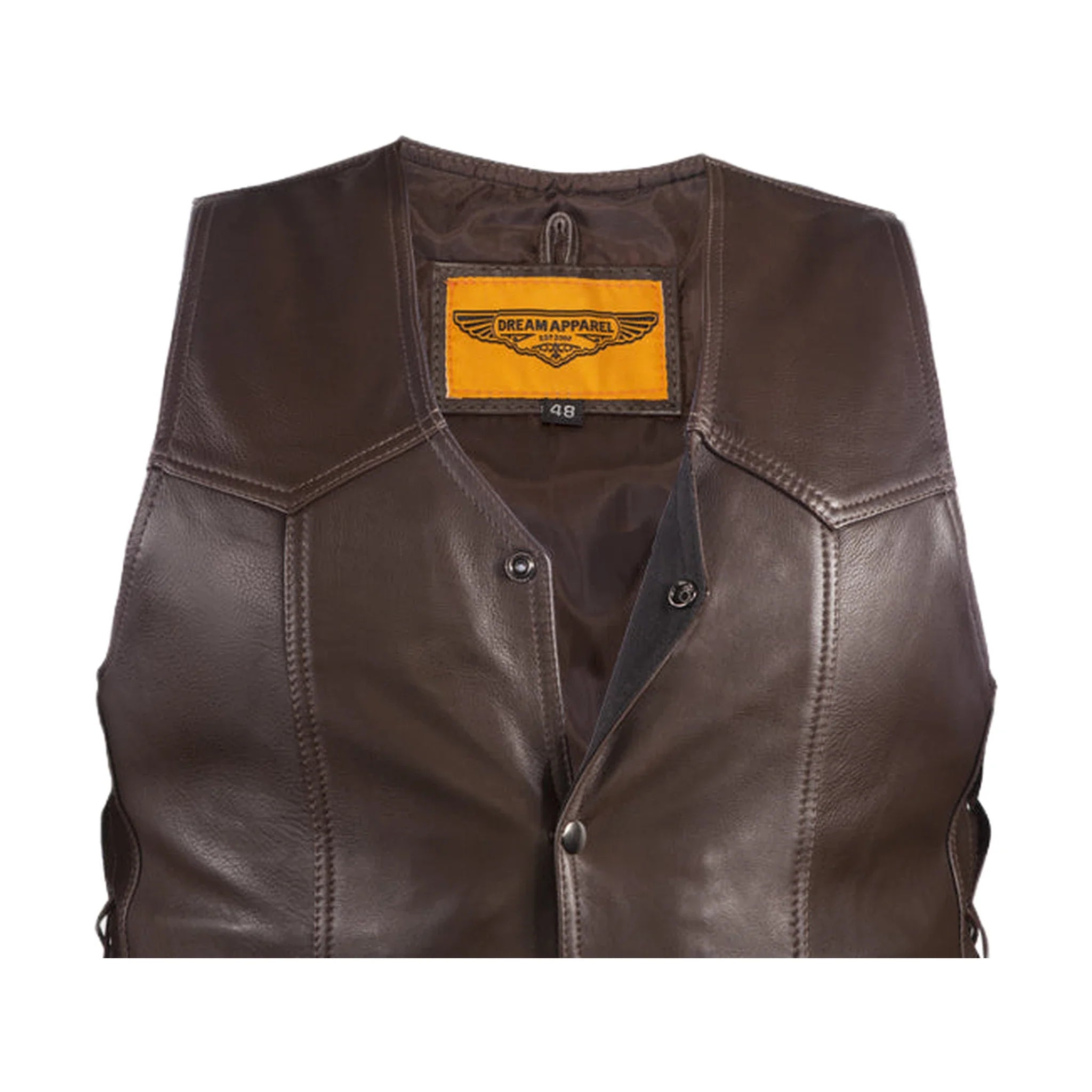 Mens Brown Leather Vest - Image 6