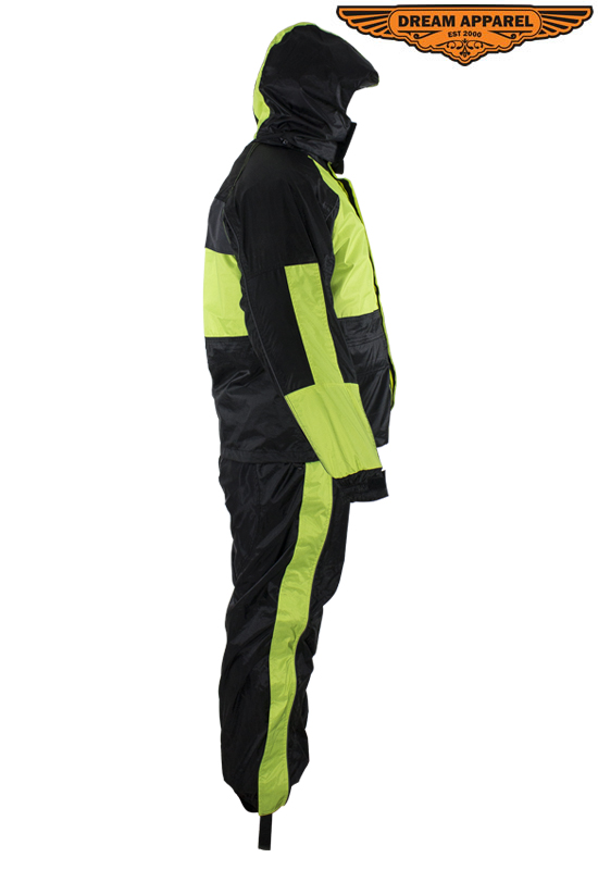 Waterproof Two-Piece Rain Suit Dream Apparel Black Fluorescent Safety Gear - Image 6