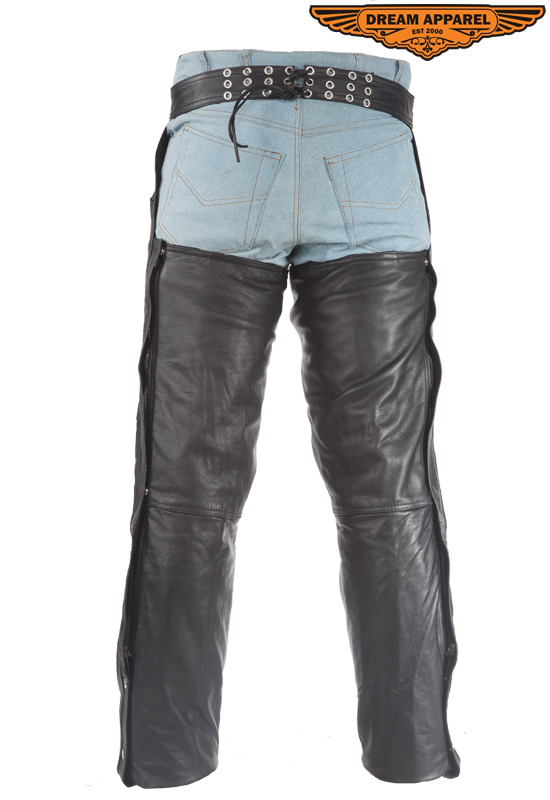 Cowhide Leather Chaps Dream Apparel Soft Touch Zip-Out Liner Black Lacing - Image 7