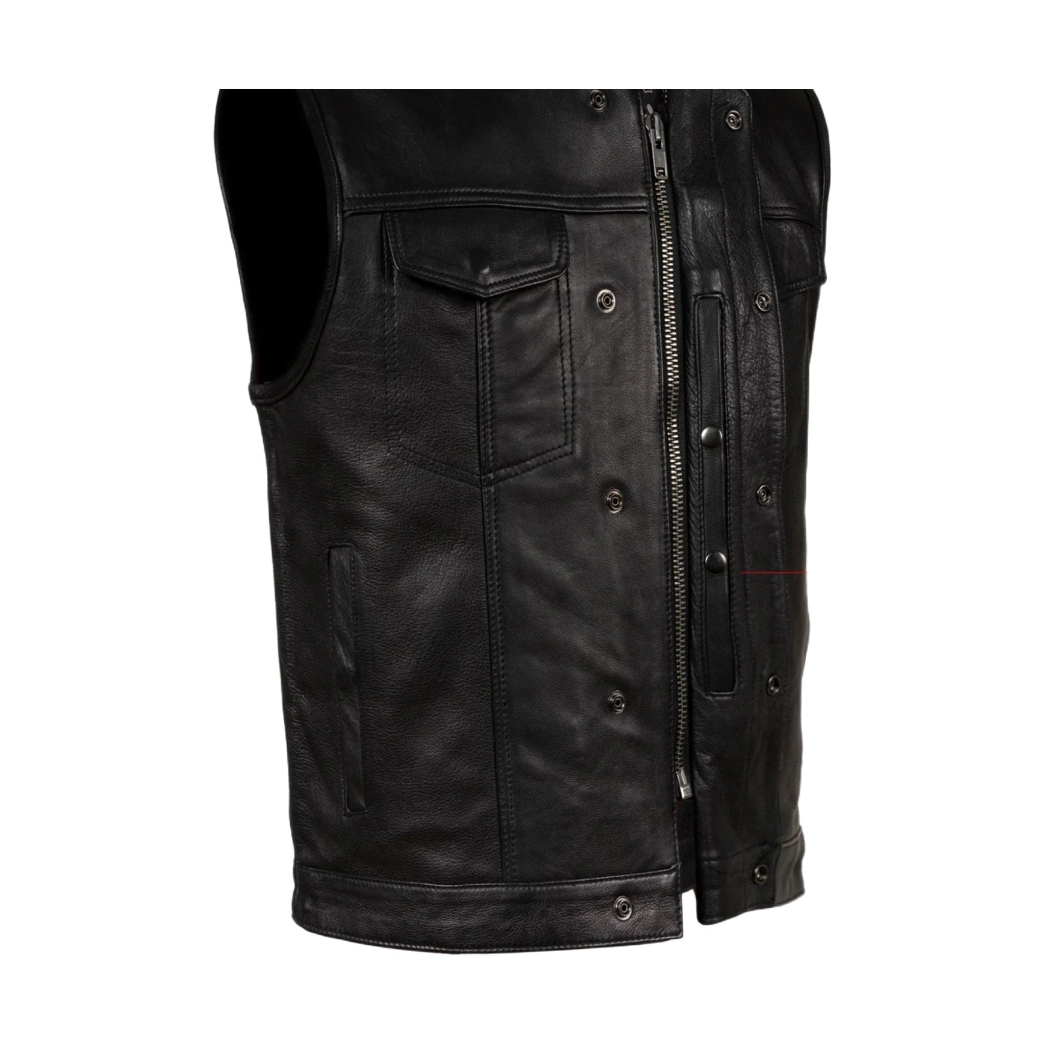 Mens Motorcycle Club Vest Conceal Gun Pockets Heavy Duty Premium Leather - Image 7