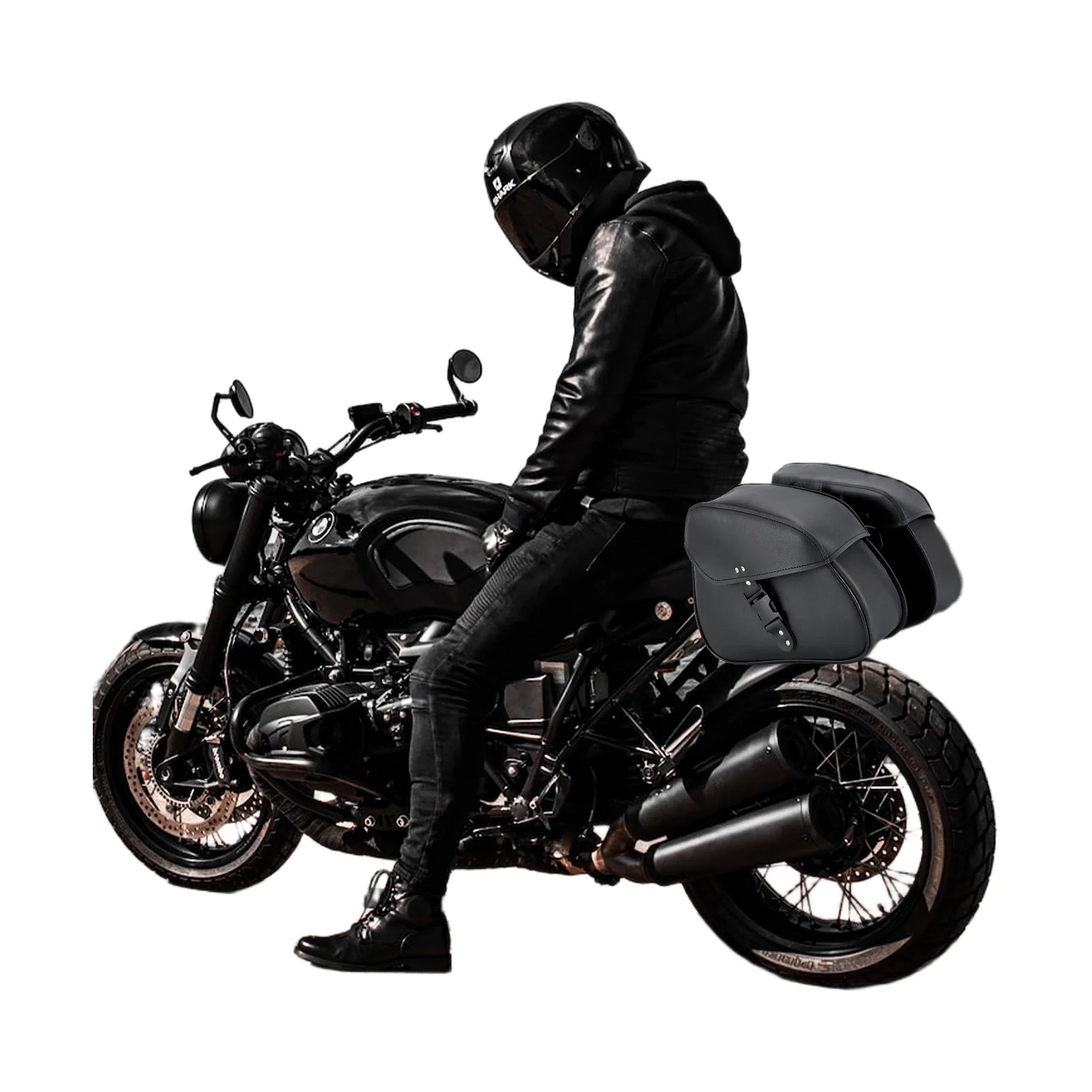 Dream Apparel Motorcycle Black Saddlebag PVC Classic Vintage Style, Weather-Resi - Image 7