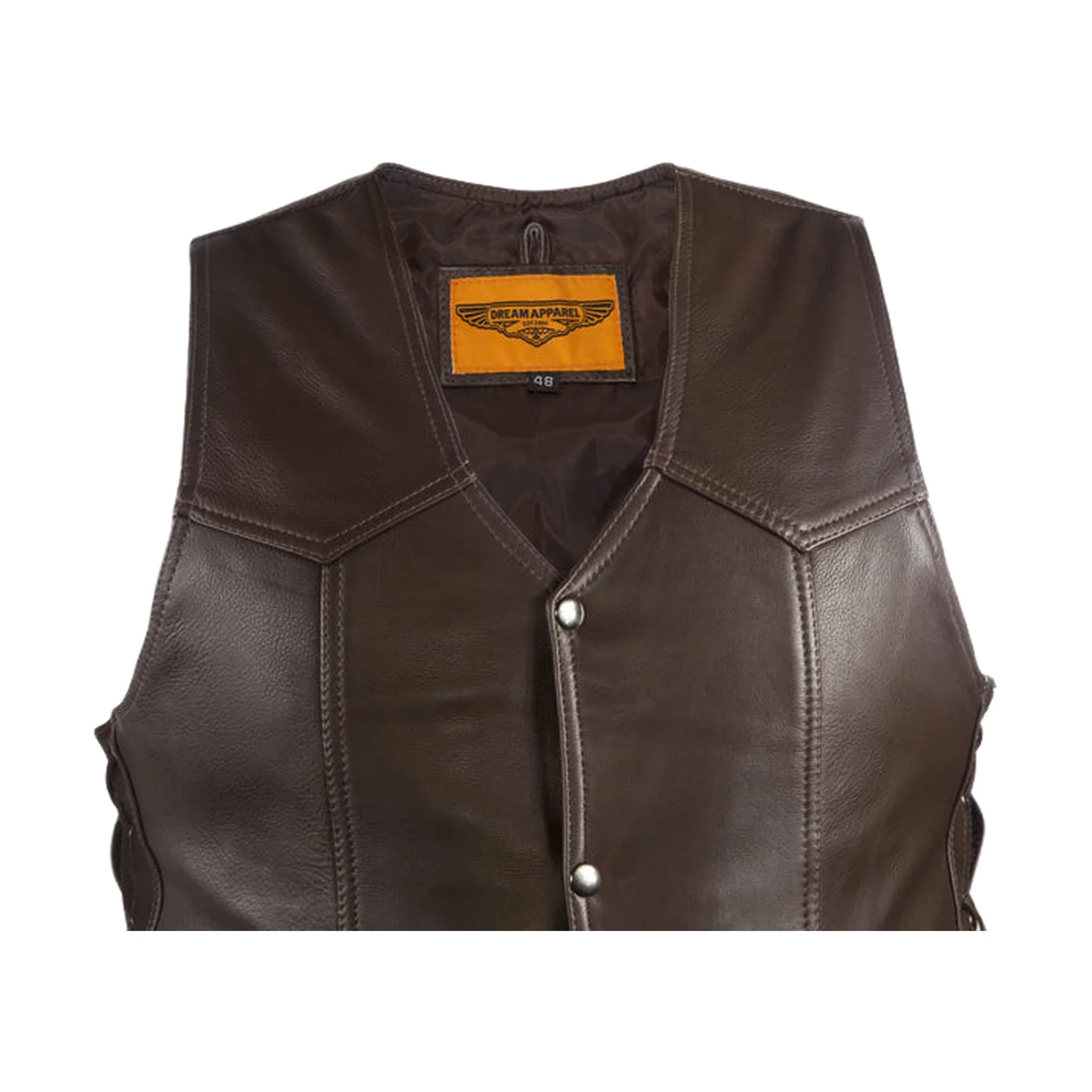 Mens Brown Leather Vest - Image 7