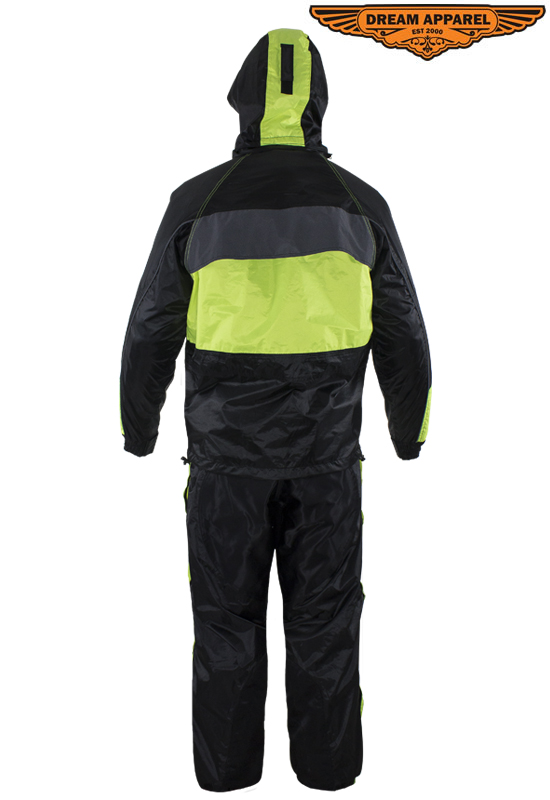 Waterproof Two-Piece Rain Suit Dream Apparel Black Fluorescent Safety Gear - Image 7