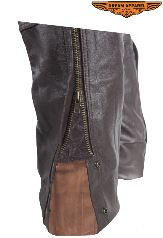 Women Brown Leather Riding Chaps Top Grade Cowhide Soft Touch Size Adjustable - Image 8