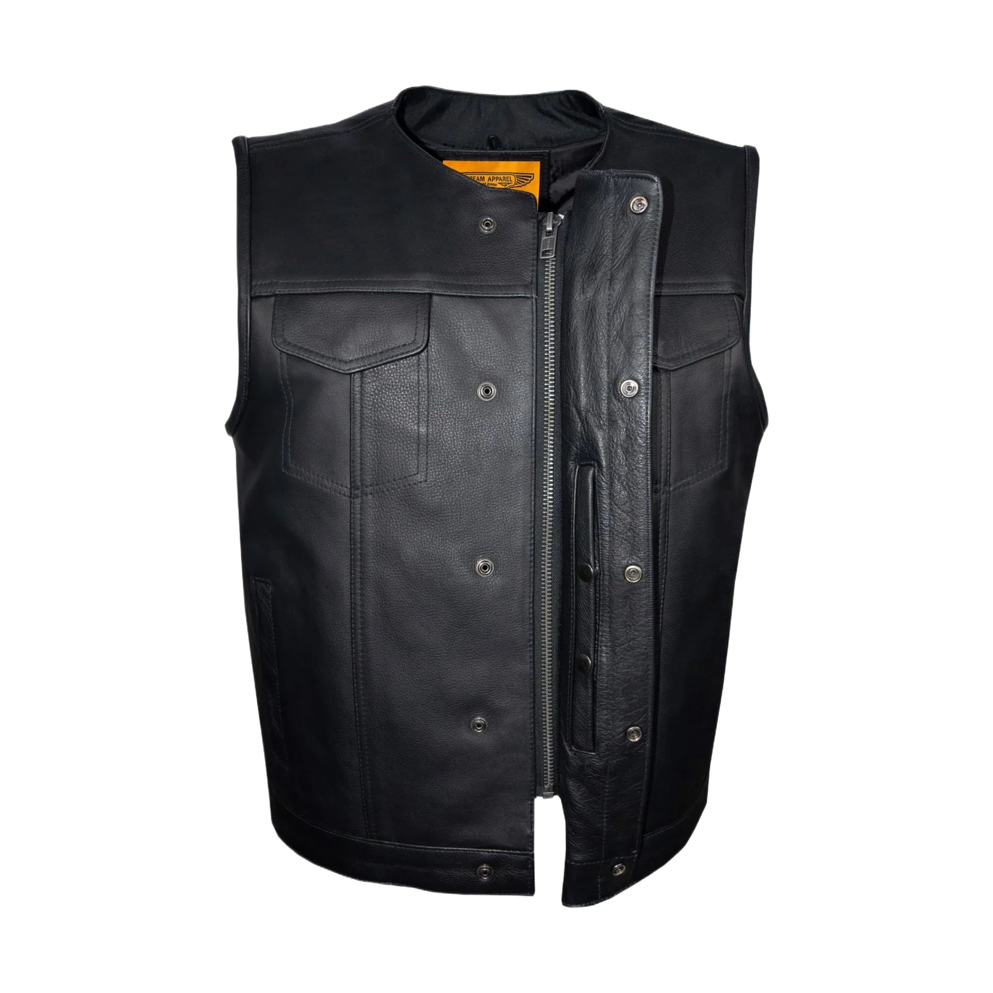 Mens Motorcycle Club Vest Conceal Gun Pockets Heavy Duty Premium Leather - Image 8