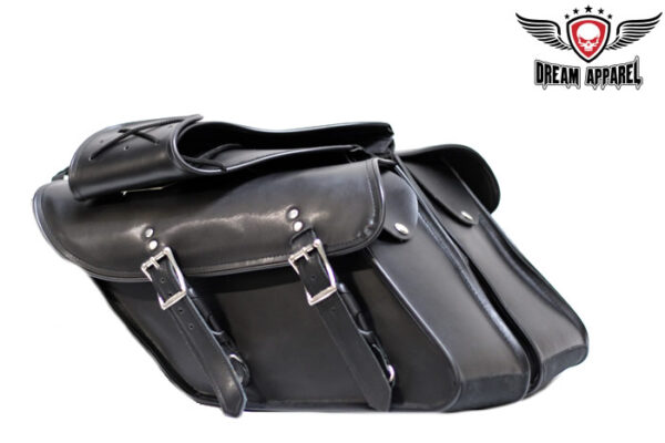 Leather Motorcycle Saddlebag Harley Davidson Dyna Waterproof Quick Release