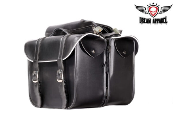 PVC Motorcycle Saddlebag With Light Reflector Universal Fit Waterproof Durable