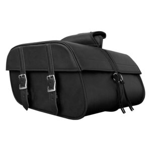 No-Stud Leather Motorcycle Saddlebag Classic Style Large Capacity Durable