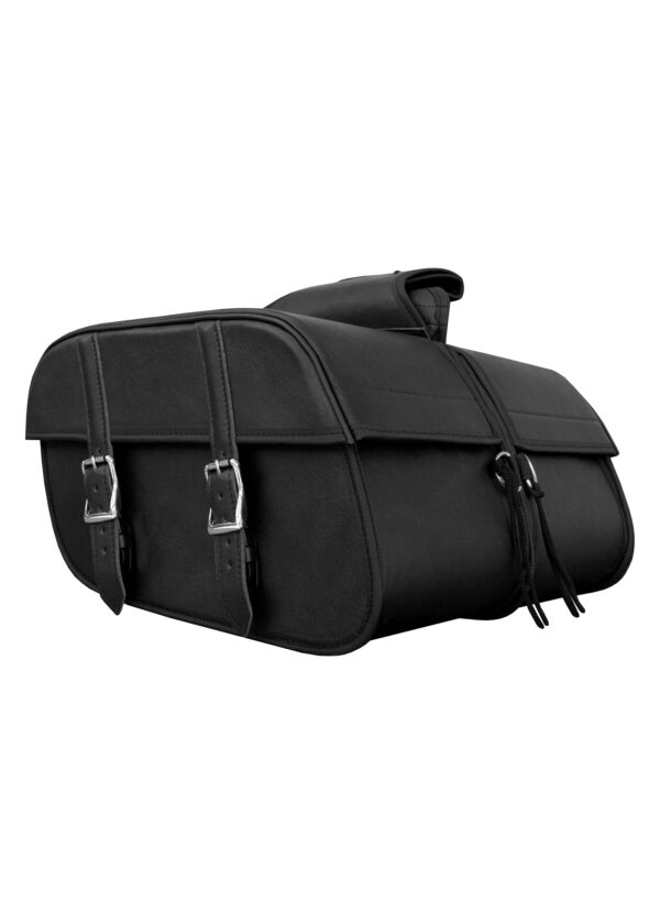 No-Stud Leather Motorcycle Saddlebag Classic Style Large Capacity Durable
