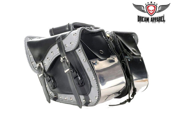 Motorcycle Saddlebag Chrome Plate Waterproof 13x6.25x10 Universal Fit