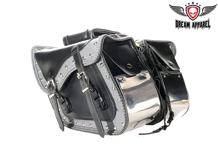 Motorcycle Saddlebag Chrome Plate Waterproof 13x6.25x10 Universal Fit