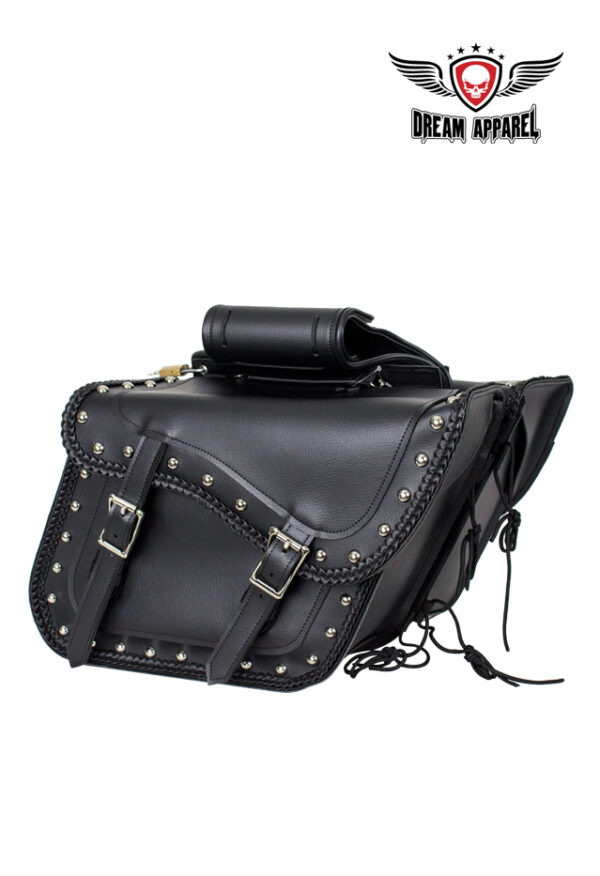 PVC Motorcycle Saddlebag With Chrome Heat Plate Gun Holster Universal Fit