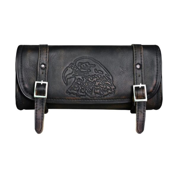 Dream Apparel Distress Brown Leather 12" Motorcycle Tool Bag With Eagle