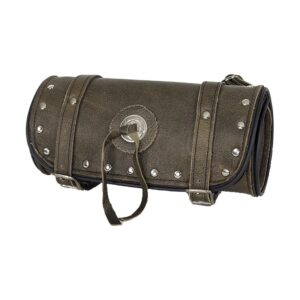 Dream Apparel Studded Brown Leather Motorcycle Tool Bag