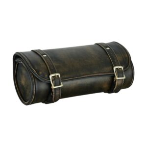 Dream Apparel Distress Brown Naked Leather Motorcycle Tool Bag 12-inches