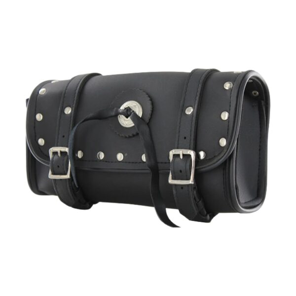Dream Apparel 12" Black PVC Motorcycle Tool Bag With Concho & Studs