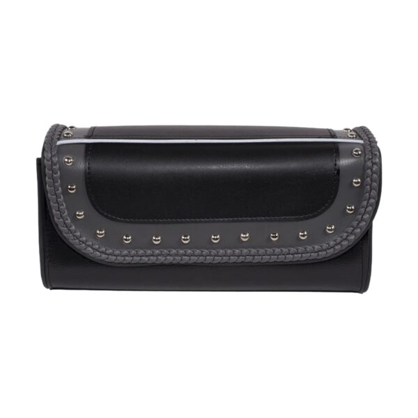 Dream Apparel 10" PVC Motorcycle Tool Bag With Gray Braids & Studs