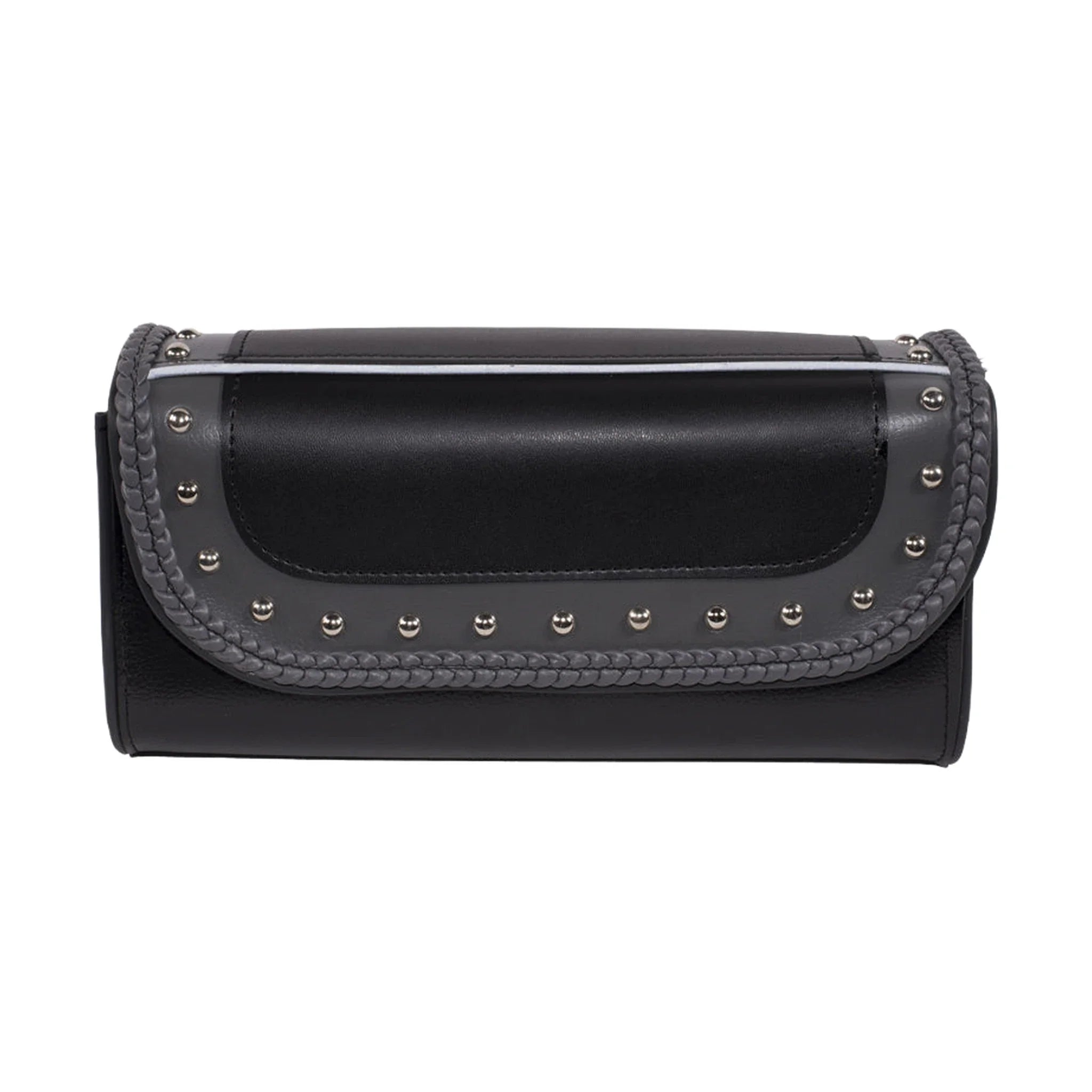 Dream Apparel 10" PVC Motorcycle Tool Bag With Gray Braids & Studs