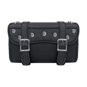 Dream Apparel Motorcycle Tool Bag Stylish Studs Design Secure Buckle Strap Universal Fit for Cruiser